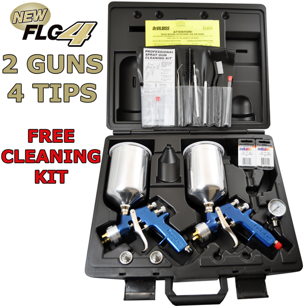 2 Gun Devilbiss FINISHLINE 4 HVLP Spray Gun MASTER KIT1.3 1.5 1.8 2.2