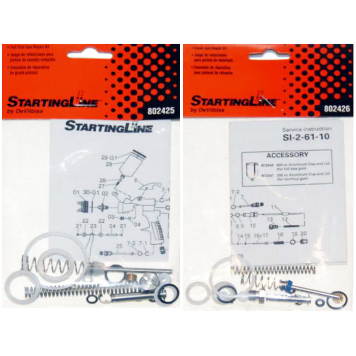 2 Devilbiss StartingLine Spray Gun Repair Rebuild Kits Full Size Detail