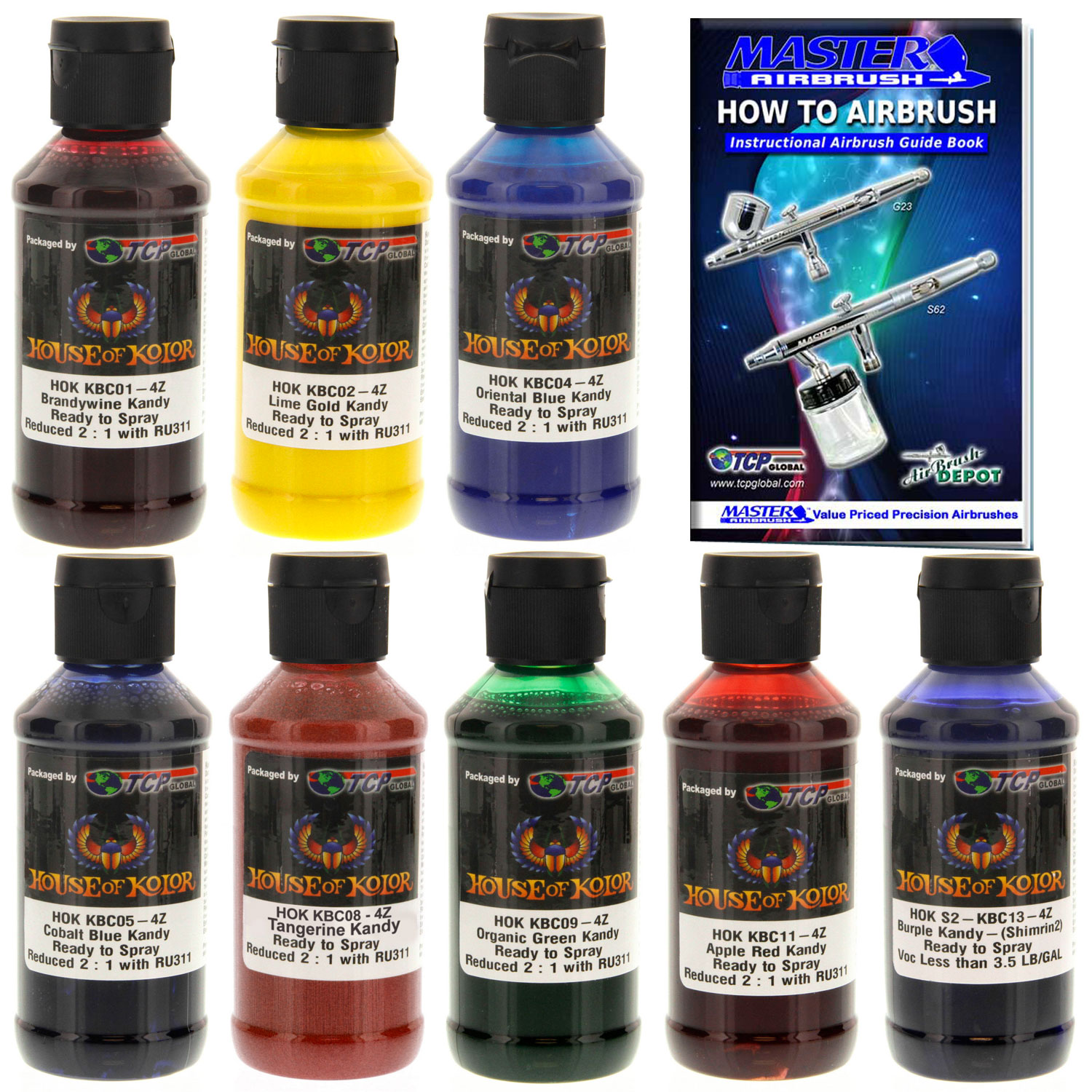 House of Kolor 4oz 8 COLOR KIT SHIMRIN KANDY ReadytoSpray Basecoat