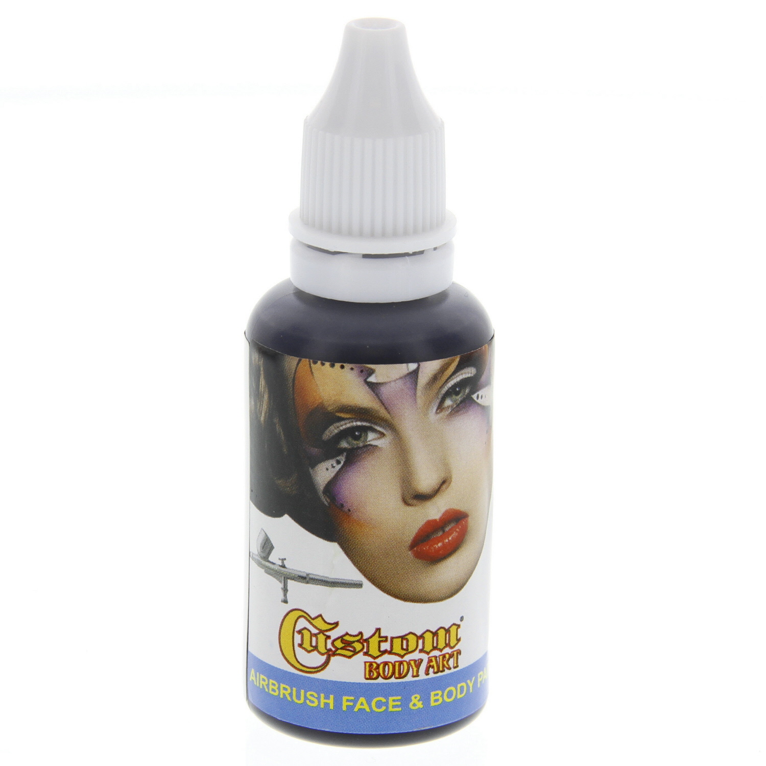 1 oz BLACK Custom Body Art WaterBased Airbrush Face and Body Paint MakeUp