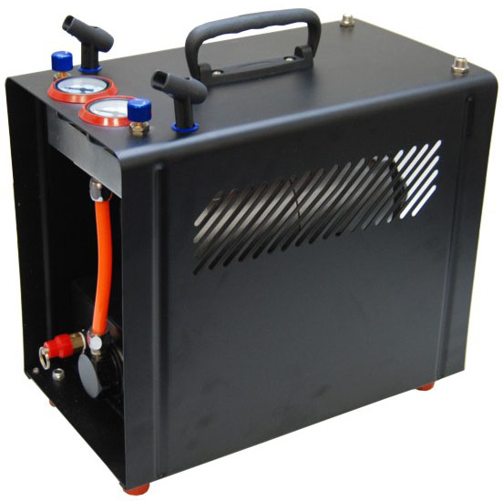 Quiet AIRBRUSH COMPRESSOR wTANK Air Gauges for 2 Hoses eBay