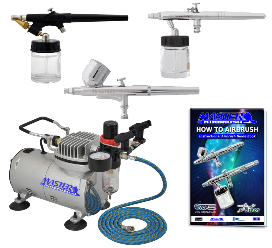 New 3 Airbrush And Compressor Kit Dual Action Air Brush Spray Set Tattoo Nail Art Ebay 0085