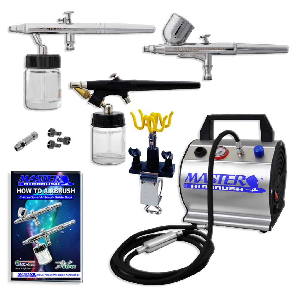 Master Super Deluxe Professional Airbrushing System With 3 Airbrushes