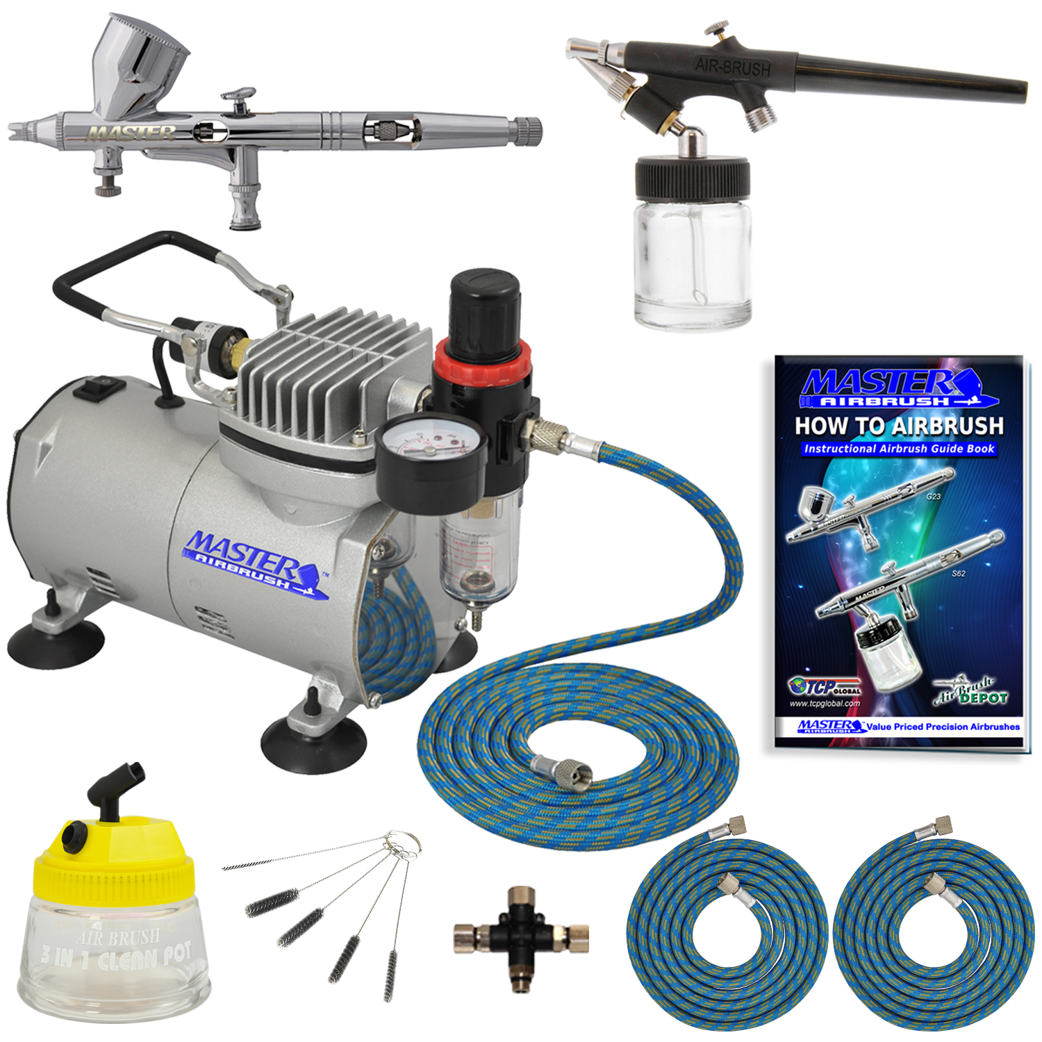 Pro 0.2mm Fine Detail Control Airbrush Kit Compressor Set Auto Paint