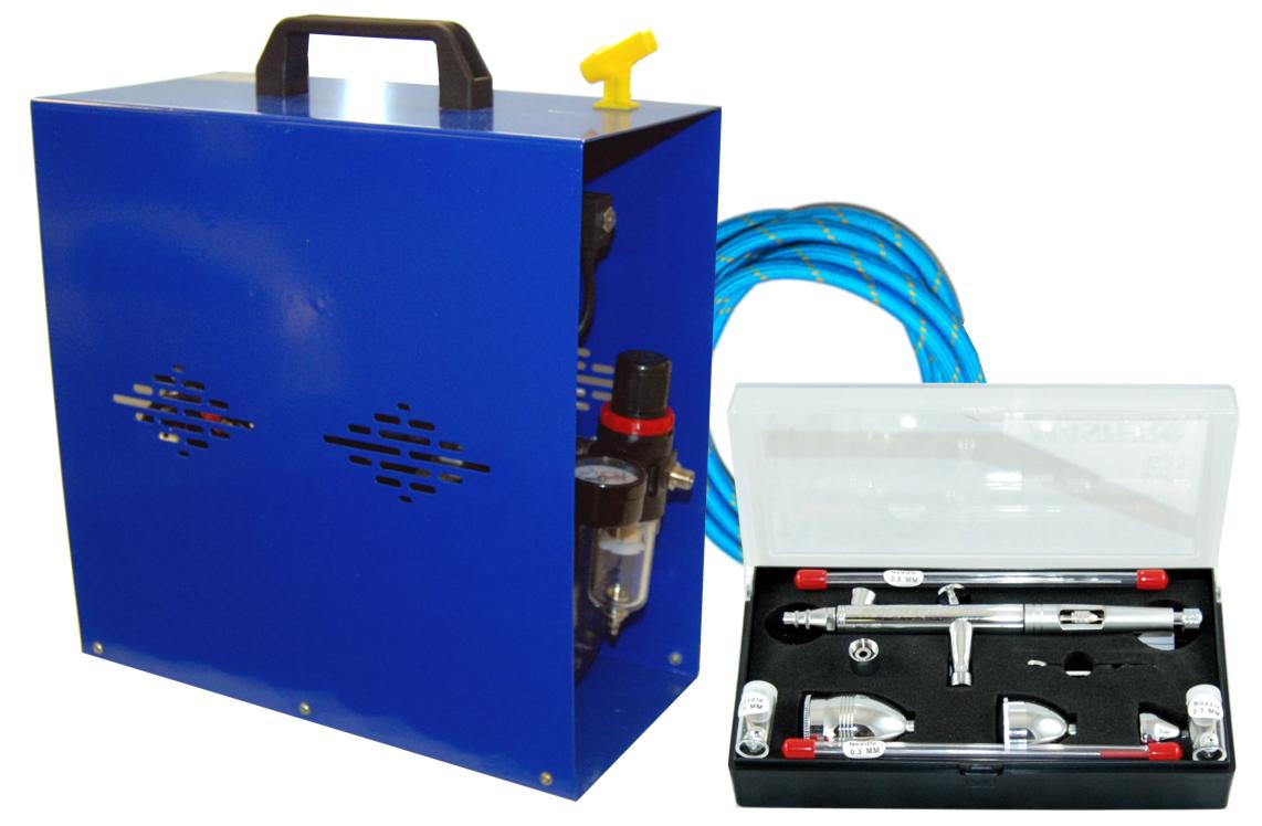 PRO G33 DUAL-ACTION AIRBRUSH KIT Air Compressor w-Case