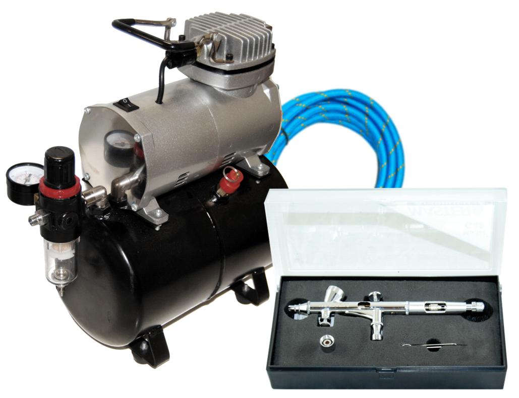 G48 DUAL-ACTION AIRBRUSH KIT w-TANK AIR COMPRESSOR-Nail