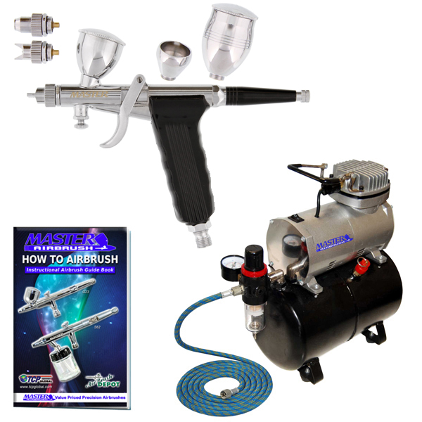SPRAY GUN PISTOL TRIGGER AIRBRUSH w-Tank AIR COMPRESSOR