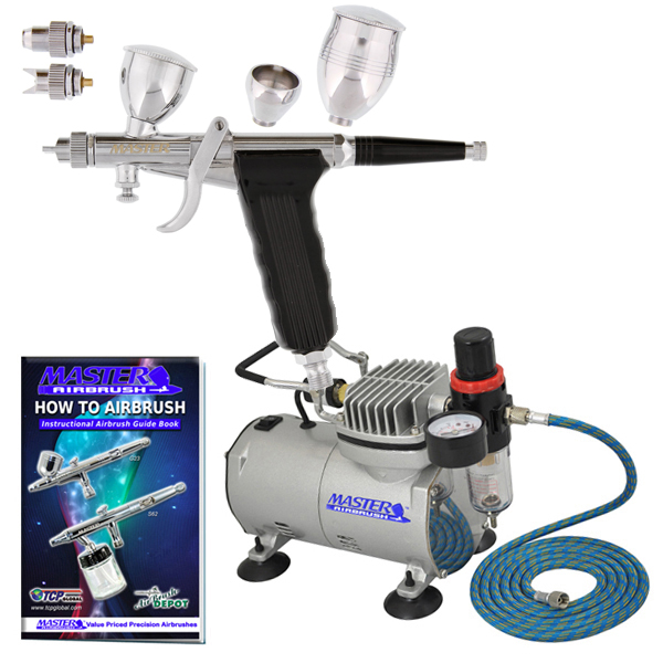 SPRAY GUN PISTOL TRIGGER AIRBRUSH KIT w-AIR COMPRESSOR