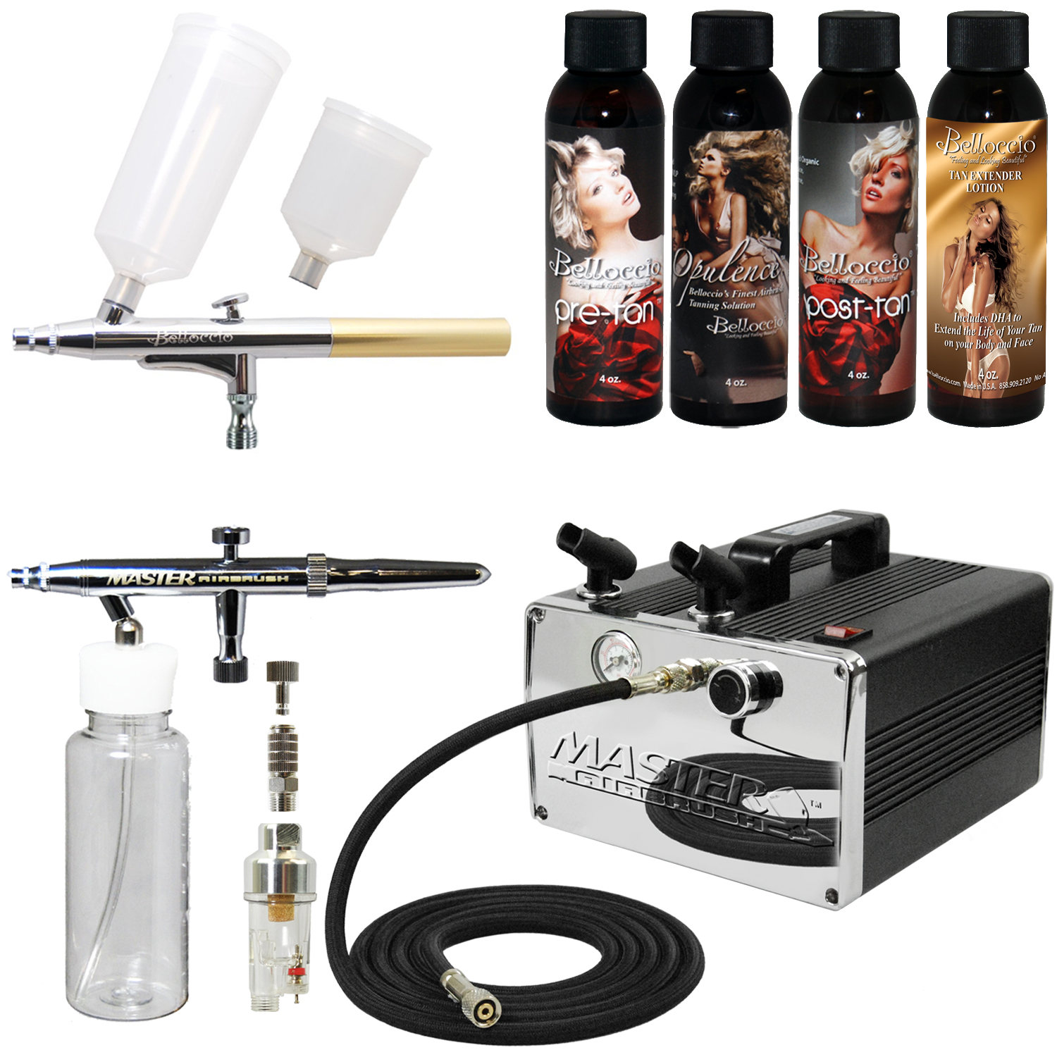 Belloccio Pro 2 AIRBRUSH SUNLESS TANNING SYSTEM Air Compressor DHA Tan