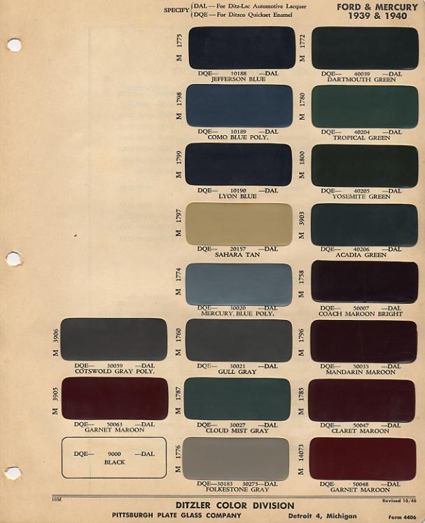 1940 Ford color chips #9