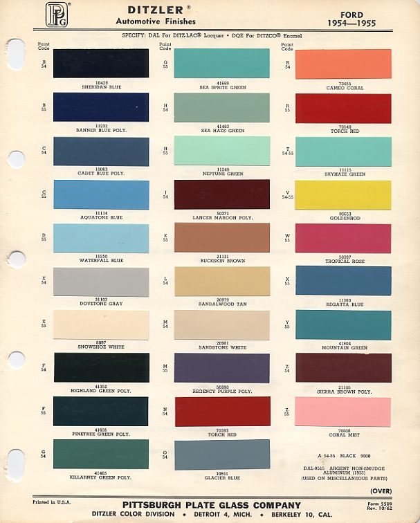 2017 Ford Color Chart