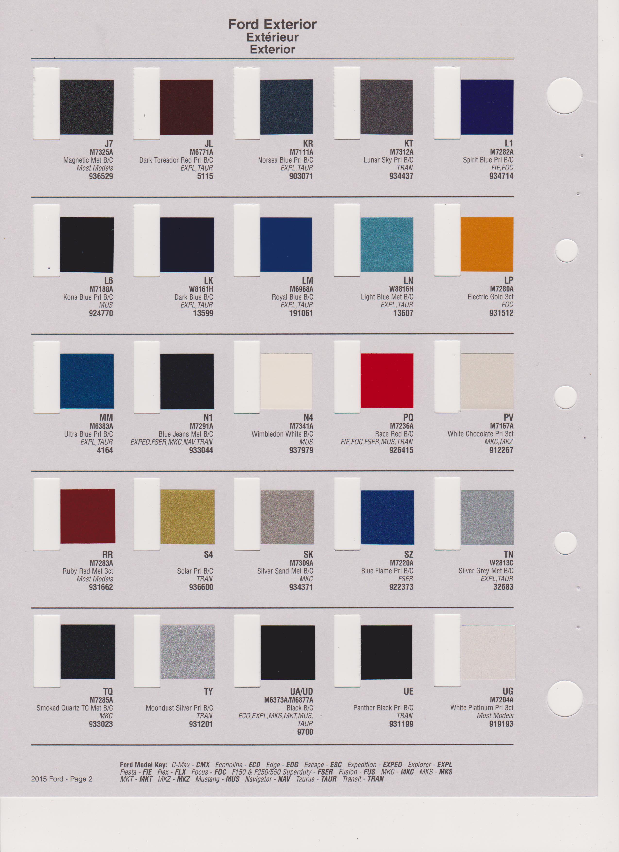 Ford Xc Colour Chart