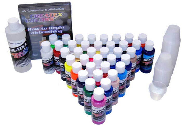 36 CREATEX AIRBRUSH PAINT COLORS-Master Set w/41 Items