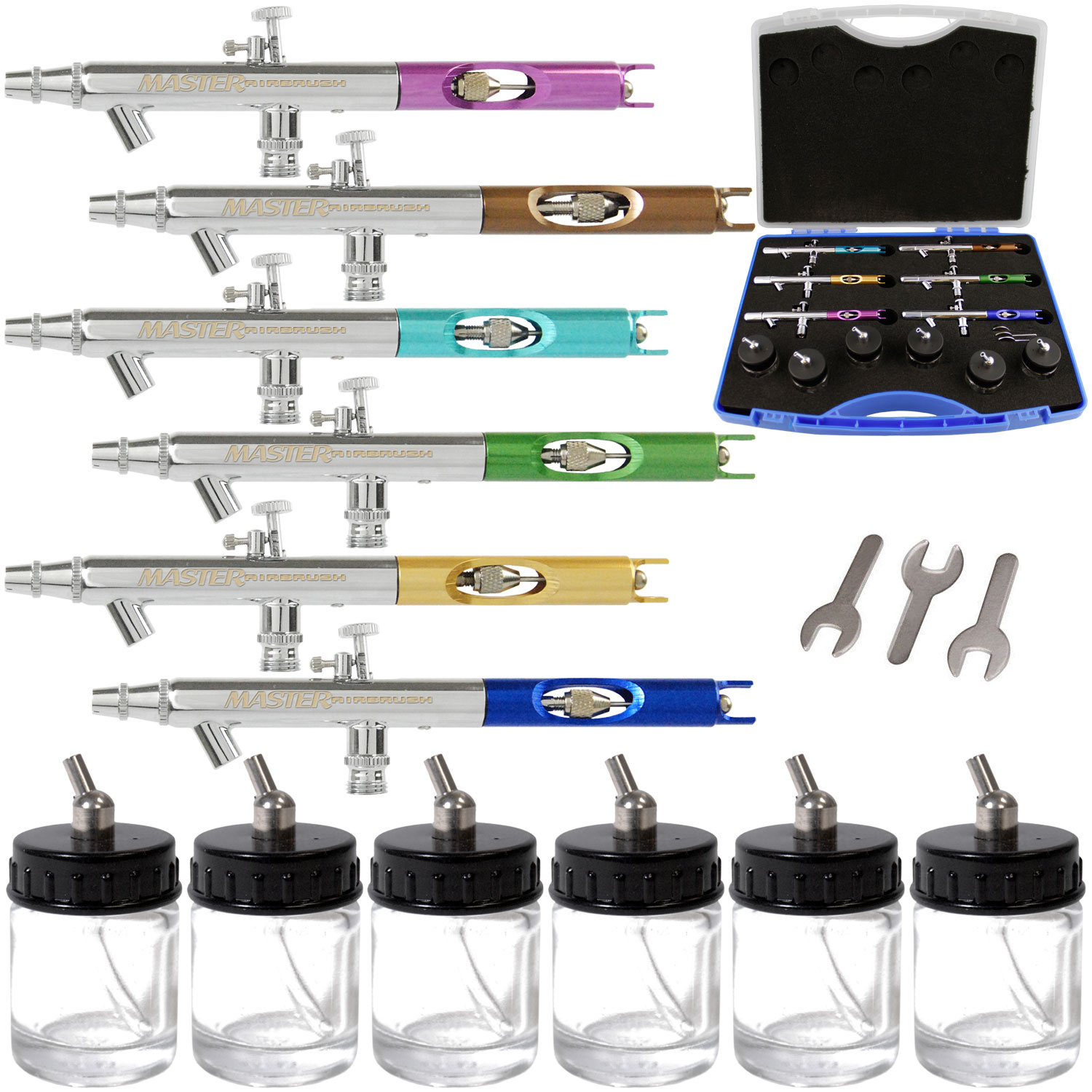 Set of 6 Siphon DualAction AIRBRUSH KIT Hobby Temporary Tattoo Body