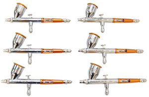 Set of 6 Paasche Talon Gravity Feed Airbrushes, Model TG-2L