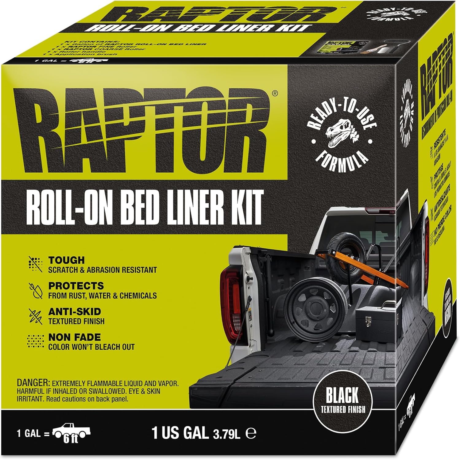 ★即購入OK★　RAPTOR LINER ブラック４L ６本セット Raptor Roll-On Bed Liner Kit, Truck Bed Liners, Long-Lasting