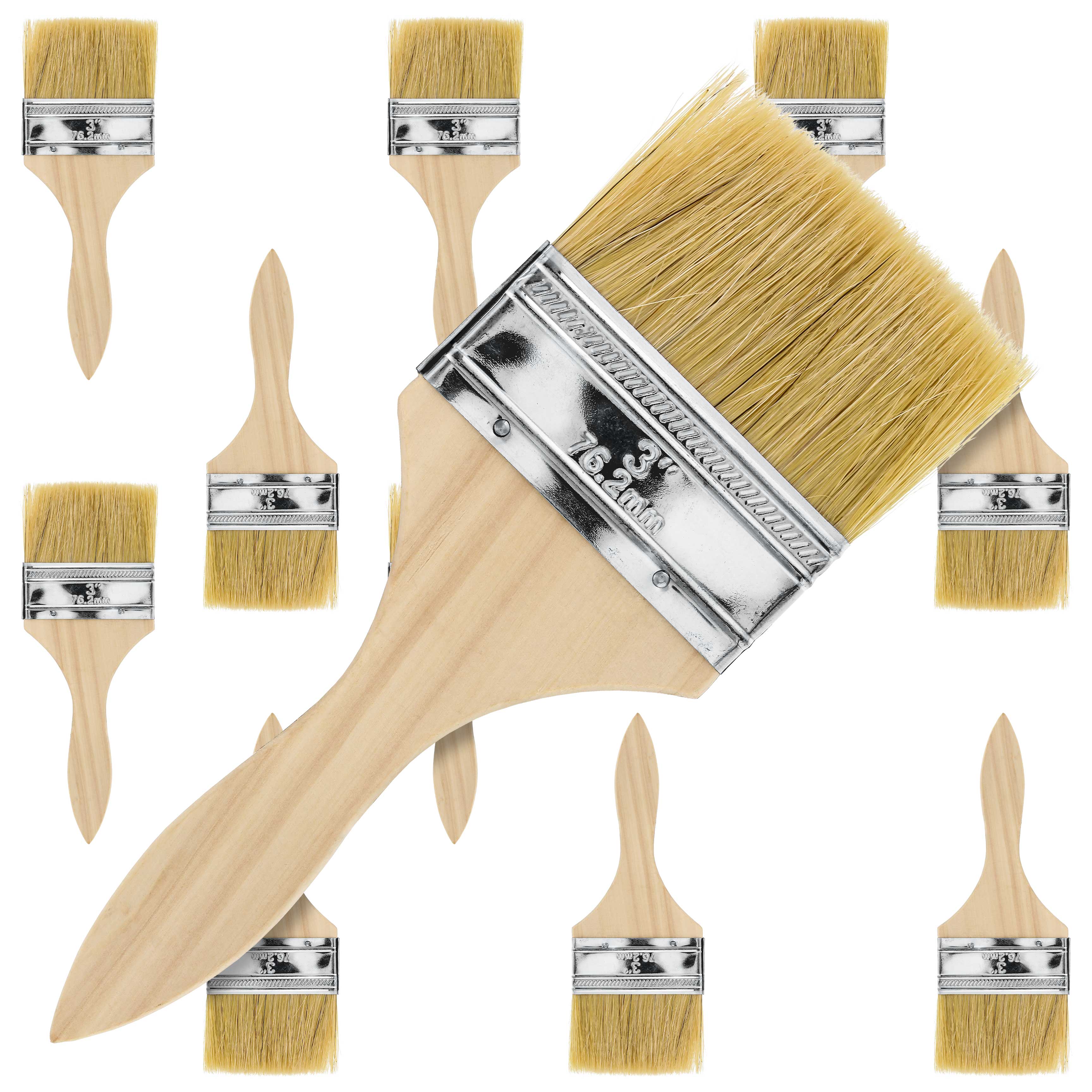 Lot Of 100 Dynamic 3-Inch Chip Brushes - Perfect For Paint, Glue & Touch-Ups